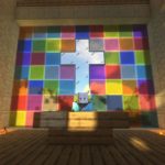 【minecraft】色付きガラスをステンドグラス風に！オシャレ建築「教会」を紹介！【マインクラフト】
